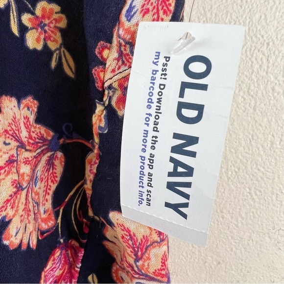 Old Navy XL Swing Tie Navy Floral Print Tie Back Blouse Top - Picture 5 of 13